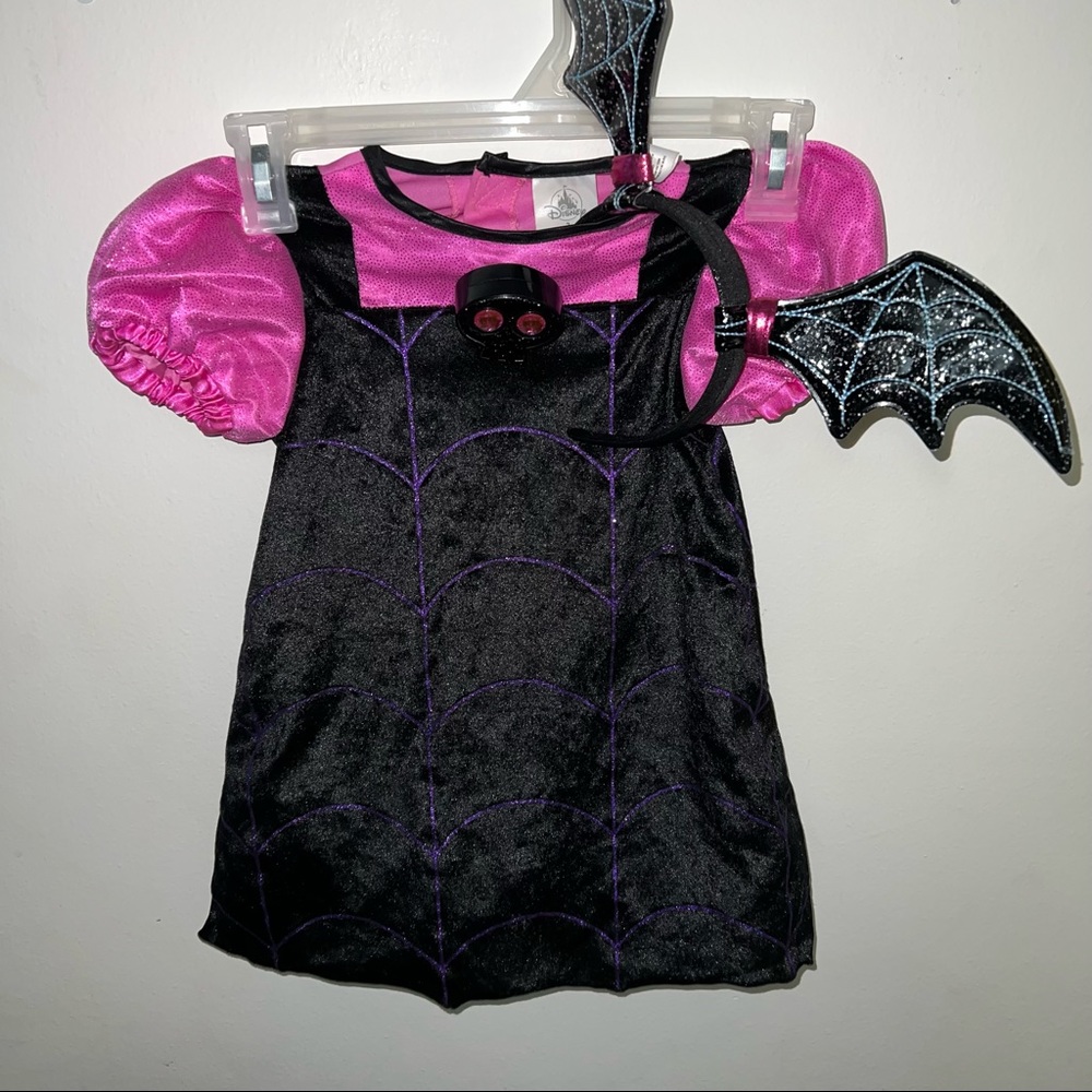 Disney Black and Pink Spider Web Dress with Bat Headband